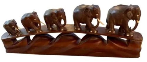 Polished 15 Inch Red Wood Elephant Statue for Decorative