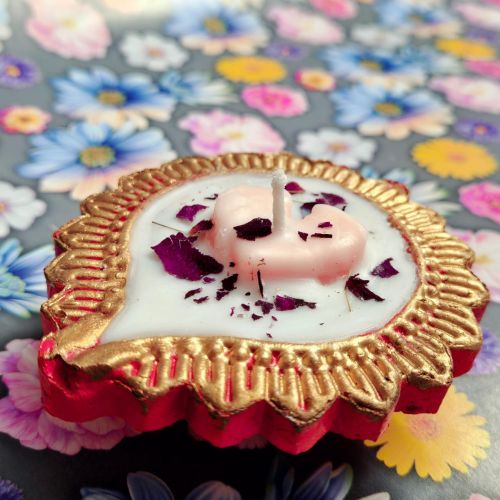Printed Amber Diya Scented Candles, Technics : Handmade