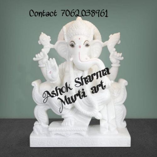 Plain Lord Ganpati Marble Statue, Packaging Type : White