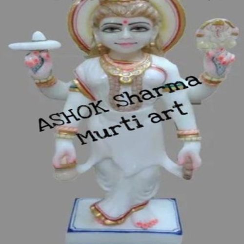 White Plain Marble Parvati Statue, Color : Golden & Red