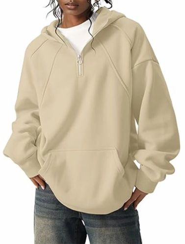 Fleece Oversized Pullover Loose Fit Sweatshirt with Kangaroo Pocket