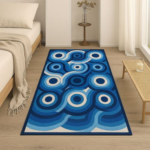 Classic Blue Hand Tufted Wool Carpet Anitque, Traditional