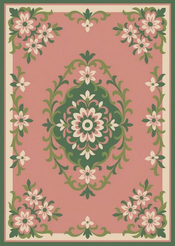 Jute Pink Green Floral Hand Tufted Carpet, Shape : Rectangular