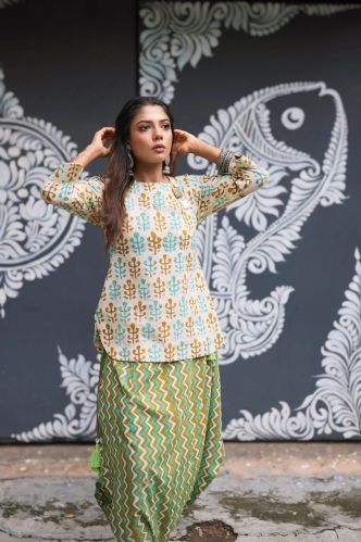 Cotton Dhoti Co-Ord Set M, L, XL, XXL, Packaging Type : Green