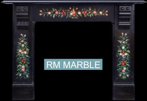 Polished Antique Black Marble Fireplaces Traditional for Indoor