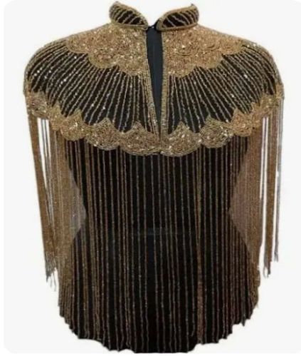 Ladies Golden Net Wedding Wear Poncho Free Size