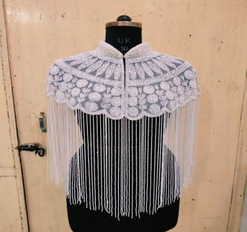 Ladies White Net Party Wear Poncho Free Size