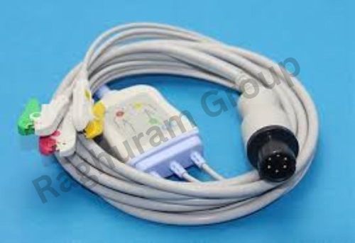 Bpl PVC Non Polished 3 Lead 6 Pin ECG Cable, Color : White