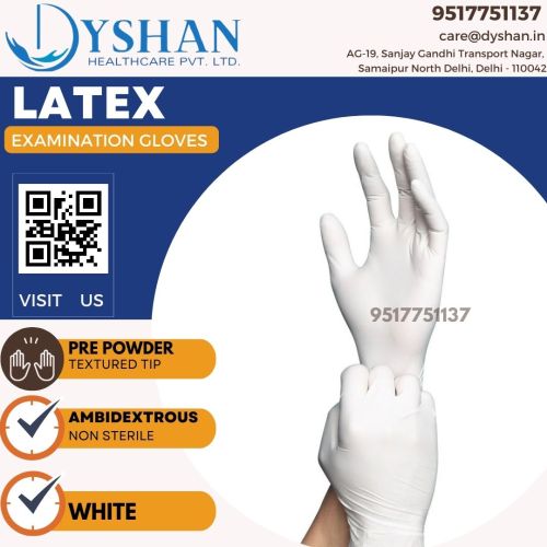 Powdered Plain Dyshan Latex Medical Exam Gloves, Gender : Unisex