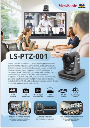 Viewsonic 4K PTZ Camera, Color : Grey