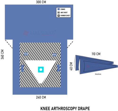 Non-woven Knee Arthroscopy Drape, Color : Blue 240 X 325 Cm