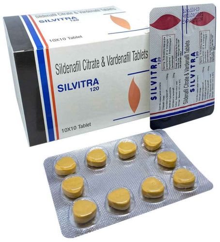 Silvitra 120 Sildenafil Vardenafil Tablets, Color : Yellow