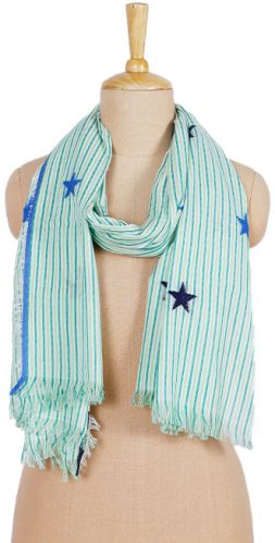 8%acrylic Mint Galaxy Striped Cotton Scarf Party Wear, Daily Wear