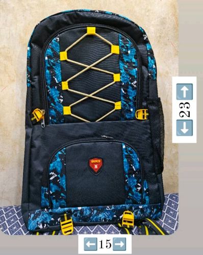 Polyester Fancy Slim Fit Backpack, Color : Black & Blue