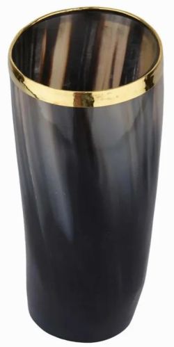 Polished 500 Ml Black Horn Drinking Glass, Shape : Cylinder