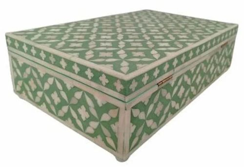 Bone Inlay Handmade Moroccan Pattern Box, Color : Green for Home