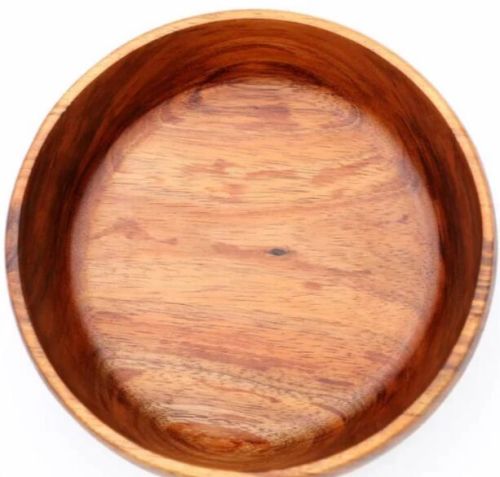 Plain Brown Round Wooden Bowl 5 Inch, Weight : 200 Gm for Home
