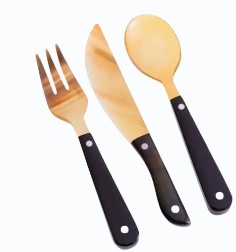 Polished Buffalo Horn Cutlery, Color : Brown Black for Home