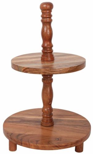 Two Tier Wooden Cake Stand, Color : Brown Medium for Restaurant