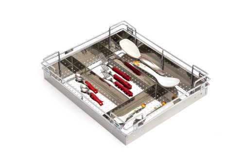 Polished SS Cutlery Basket ALL, Technics : White Zinc Plated
