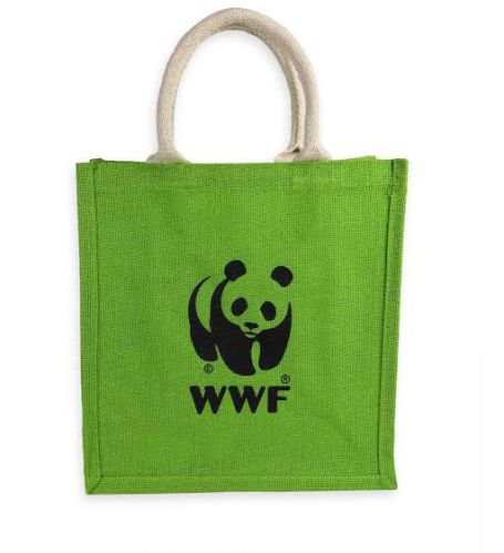 Green Printed Jute Canvas Bag Standard Size