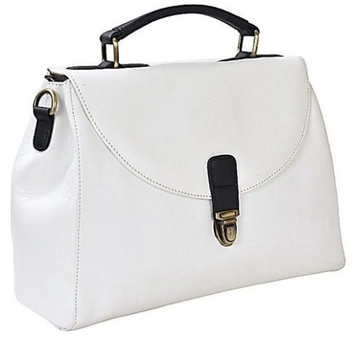 White Genuine Leather Sling Bags Standard