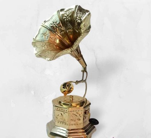 Dark Brown Brass Gramophone Miniature
