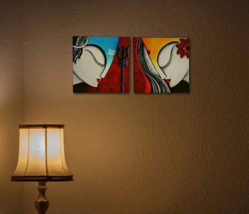 High Gloss Varnish Acrylic Shiv Parvati Wall Painting Frame 10