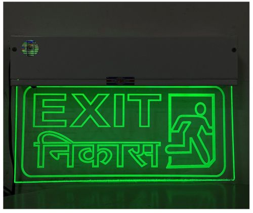 Metal Rectangular LED Exit Signs, Color : Red