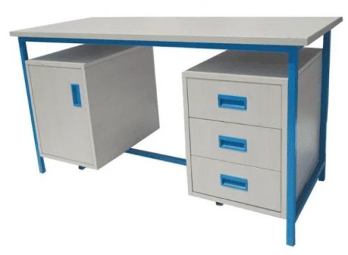 MDF Two Side Drawer Steel Table for Study, Office, General Purpose