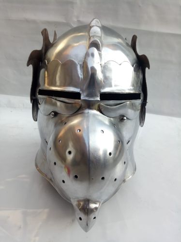 Steel Barbuta Knight Templar Crusader Helmet, Color : Silver
