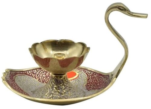 Brass Diya Lamp Kuber Deepak With Swan Design