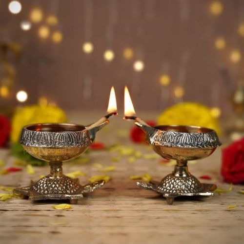 Brass Pital Diya Lamp Kuber Deepak, Color : Golden