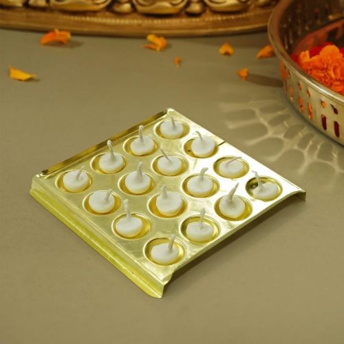 Square Design Brass Ghee Diya Holder