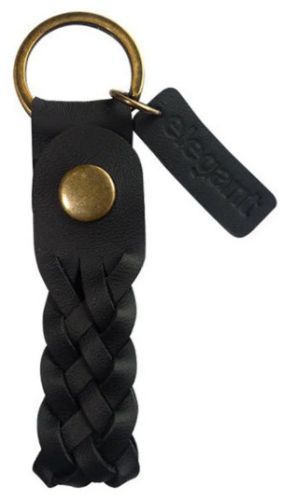 Embossed Branding Leather Keychain Black (Ele-15)