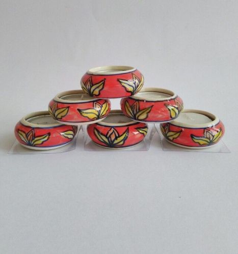 Red Color Ceramic Candle Stand Set of 6