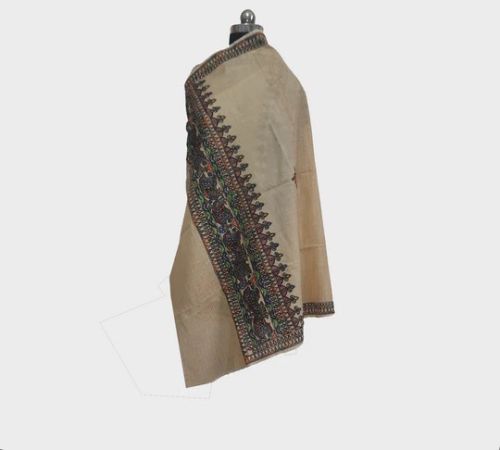 Hand Painted Madhubani Dupatta With Fascinated Fish Design