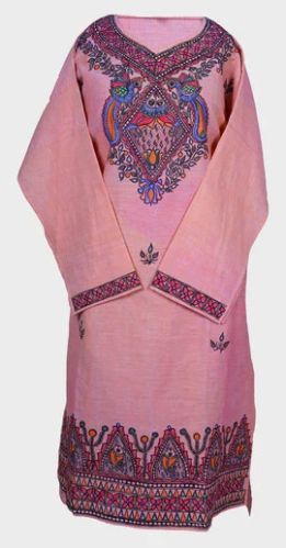 Hand Painted Madhubani Kurti Traditional Fish & Peacock Design