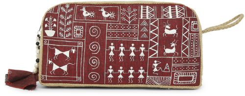 Jute Warli Hand Painted Pouch Customizable