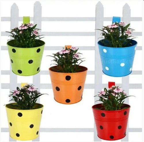 Dotted Round Balcony Railing Garden Flower Pots/planters