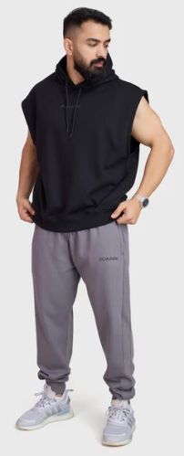 Fuaark Signature Cap Sleeves Mens Hoodie, Color : Black