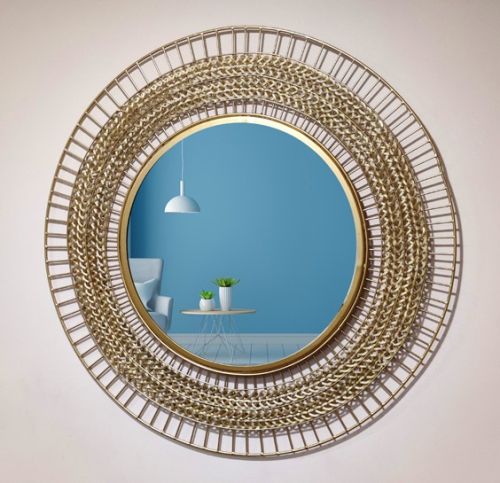 Kriztle Metal Framed Round Decorative Mirror 36 Inches