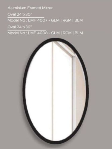 Oval Aluminium Framed Mirror, Color : Silver for Wall-mounted
