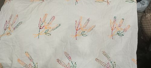 Cotton Plain Hand Embroidered Fabric, Color : Multicolor