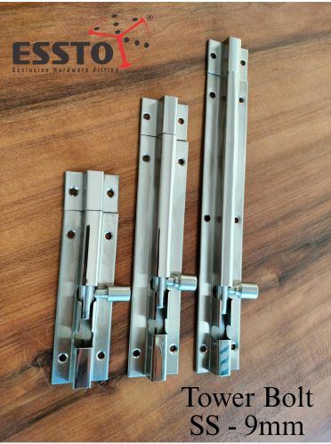 Polished SS Tower Bolt, Brand Name : ESSTO 75-90mm, 3' - 24'