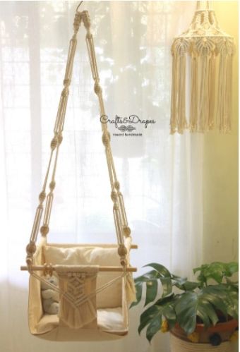 Boho Macrame Baby Swing Chair for Nursery