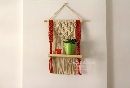Boho Macrame Hanging Wall Shelf, Color : Natural
