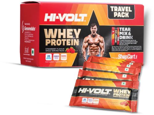 Hi-Volt Whey Protein Travel Pack (Strawberry) - Pack OF 6
