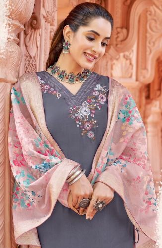 Jacquard Print Viscose Weaving Dupatta Kurti Set For Women