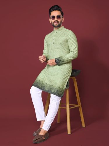 Men Pure Cotton Fabric Crochet Work Kurta